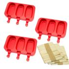 3 Formas de Silicone Molde para Fazer Picolé com 150 Palitos