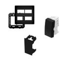 3 Interruptores Simples 1 Mód. Cego 4x4 Habitat Black Fame