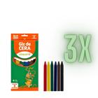 3 Kit Giz De Cera Mini 6 Cores Leo leo Atacado