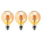 3 Lâmpadas LED Filamento G80 Âmbar 4W E27 Saime Vintage