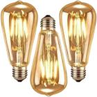 3 Lâmpadas Vintage Filamente Led Decorativa Retrô Vintage Âmbar ST64 4W 320LM Gmh Trade LST64-SC-4W