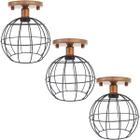 3 Lustres Teto Plafon Industrial Aramado Globo Preto Retrô Luminária Vintage Cobre Rose Agp Ilumini