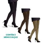 3 Meias Calça Selene Feminina Básica Opaca Fio 40 Adulto De Poliamida Toque Macio Lisa