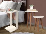 3 Mesinhas Cabeceira Madeira Canto Off White Madeira Decora