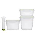 3 Pcs/set Recipiente de vácuo Bomba geladeira fresca mantendo caixa grande capacidade Food Saver Armazenamento Square Cozinha de plástico PP Lancheiras