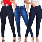 3 Peças Feminina Jeans Lycra Skinny Cós Médio