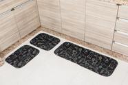 3 Peças tapetes de cozinha preto estampa talheres coloridos