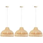 3 Pendente Fibra Natural Rattan Boho Artesanal Nat83 - Acende A Luz