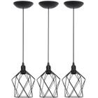 3 Pendentes Aramado Cálice P Luminária Lustre Teto Retrô Vintage Industrial Balcão Preto - Agp Ilumini