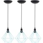 3 Pendentes Aramado Diamante Luminária Lustre P Teto Retrô Vintage Industrial Balcão Agp Ilumini