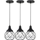 3 Pendentes Aramado Esfera Balonê Lustre Luminária Teto Regulável Sala Cozinha Industrial Agp