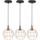 3 Pendentes Aramado Globo Luminária Lustre Luxo Teto Retrô Vintage Balcão Agp Ilumini Industrial