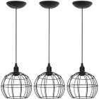 3 Pendentes Aramado Globo Luminária Lustre Teto Retrô Vintage Industrial Balcão Preto - Agp Ilumini