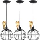 3 Pendentes Aramado Teto Globo Luminária Lustre Retrô Balcão + Lâmpada Led ST64 Vintage