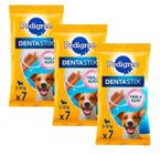 3 Petisco Pedigree 3 Dentastix Cães Adultos Raça Pequena 45g