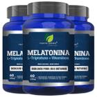 3 Potes Melatonina + L-Triptofano + Vitaminas Kit 180 Cáps - Fonte Verde