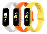 3 Pulseiras De Silicone Galaxy Fit 2 R220 - Branco / Laranja / Amarelo - T-Shirck