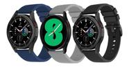 3 Pulseiras De Silicone Para Galaxy Watch4 Classic Active2 - Azul Marinho / Cinza / Preto