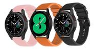 3 Pulseiras De Silicone Para Galaxy Watch4 Classic Active2 - Rosa claro /laranja / Preto