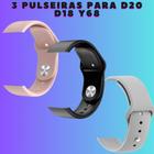 3 Pulseiras Para Y68 D20 D13 Cor Cinza, Preto, Rosa