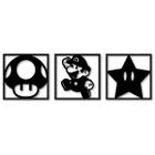 3 Quadros Decorativos Aplique de Parede Tema Mario Bros