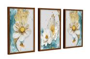 3 Quadros decorativos para Sala Quarto Com Moldura Floral lindas Margaridas