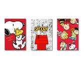 3 quadros decorativos snoopy Charlie Brown desenho 20x28cm