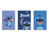 3 quadros decorativos stitch fofo azul