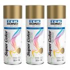 3 Tinta Spray Super Color Uso Geral Acrílica Tekbond Dourado 