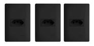 3 Tomadas Preta 2P+T 10A 250V com placa Habitat Black - Fame