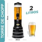 3 Torre De Chopp 2 Litros C/ 6 Refil Copo Giratório Preta