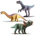 3 Unidades Dinossauro De Brinquedo Realista Articulado Vinil