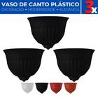 3 Vasos Plástico Parede Canto Meia Lua Decoração Plantas 2L