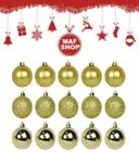 30 Bola Arvore Natal 3cm Dourada Gold Fosca Glitter Brilho