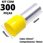 300un Terminal Tubular Ilhós Pré-isolado Simples Para Cabo de 25mm² Metal 16mm Amarelo E25-16