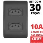 30un Tomada Padrão Dupla 2P+T 10A Com Placa Habitat Black FAME