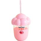 350ml garrafa de água de plástico lanches de frutas padrão copo de palha portátil bebendo garrafa cloud shape Copa Lid Girl Presente Garrafas de água (rosa) - HTTN