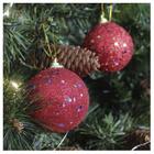 36 Bolas Enfeite Natalino Árvore Natal Vermelho Gliiter 70mm