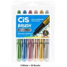 36 Brush Pen 6 Cores Metallic Cis - (6 estojos c/ 6 unid)