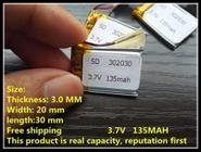 (3pcs) Bateria 3,7v 135mah 3mm X 20mm X 30mm C/2 Fios