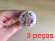 (3pçs) Puxador Porcelana Rosa & Floral Moveis 35mm 85-07