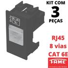 3un Módulo Tomada Rede RJ45 CAT 6E 8 Vias Habitat Black FAME