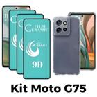 3UN Película de Cerâmica para Moto G75 5G + 1UN Capa Case Silicone TPU Transparente Anti Impactos