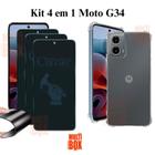 3UN Película Fosca Privacidade + Capa Capinha Anti Impactos para Motorola Moto G34 Transparente