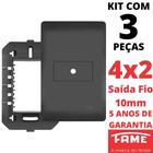 3un Placa 4X2 Saída Fio 10mm Com Suporte Habitat Black FAME