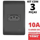 3un Tomada Padrão 2P+T 10A Com Placa Habitat Black FAME