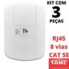 3un Tomada Rede RJ45 CAT 5E 8V Com Placa Blanc Mais FAME