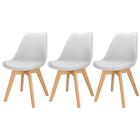 3X Cadeira Charles Eames Leda Design Wood Estofada Base Madeira - Best Chair