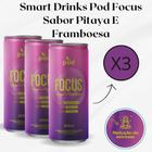 3x Smart Drinks Pod Focus Sabor Pitaya E Framboesa Lata 269ml