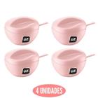 4 Açucareiros Premium Rosa com Colher UZ Livre de BPA